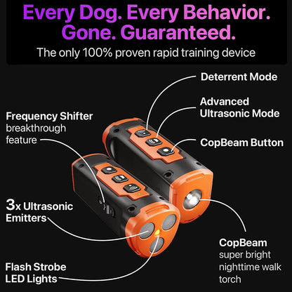 Dog Bark Deterrent Devices, 6 Modes 3X Ultrasonic anti Barking Device for Dogs, 33 FT Range Barks No More Indoors Neighbor Outdoors with Flashlight,Dog Training Device